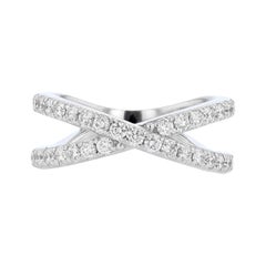 Nazarelle 18 Karat White Gold Diamond Criss Cross Ring