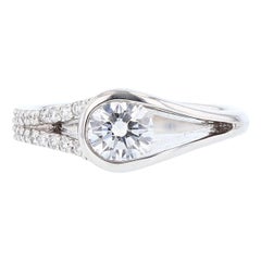 Nazarelle 18 Karat White Gold Round Diamond Engagement Ring
