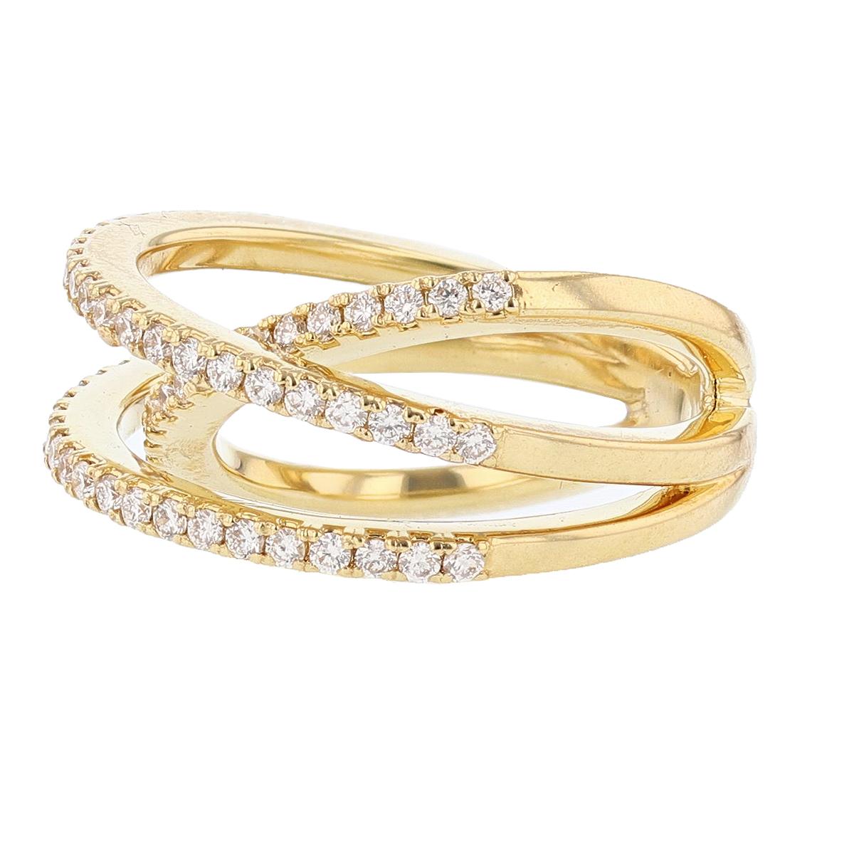 diamond criss cross ring yellow gold