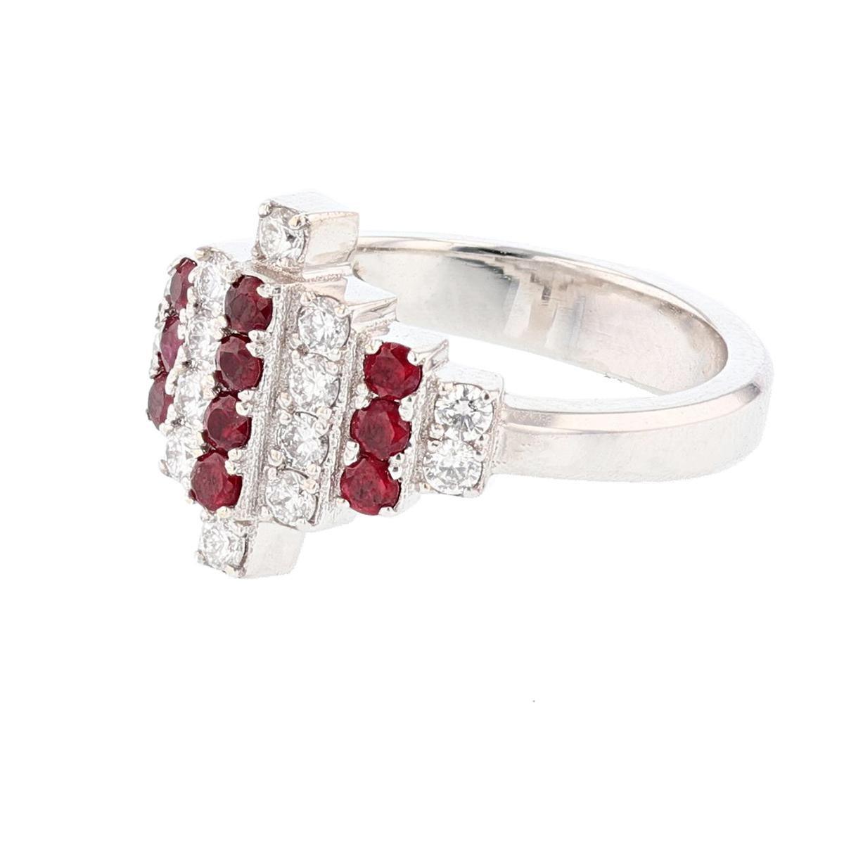 Contemporary Nazarelle 18 Karat White Gold Ruby and Diamond Ring For Sale