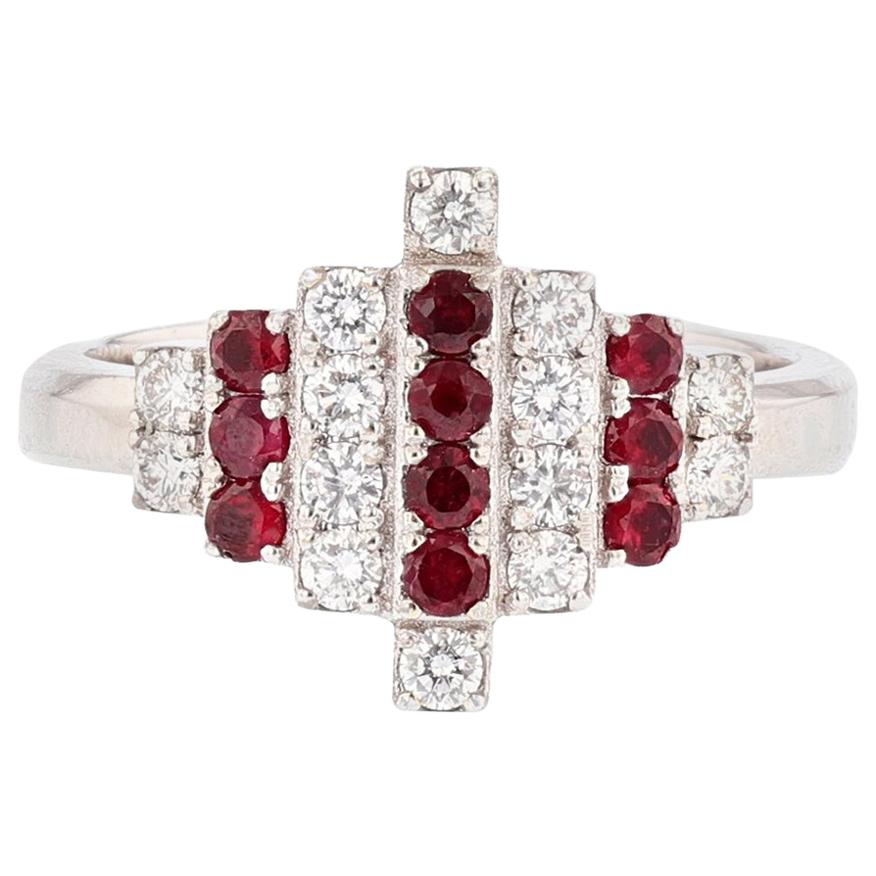 Nazarelle 18 Karat White Gold Ruby and Diamond Ring For Sale