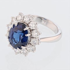 Nazarelle 18K Gold 6,46ct GRS Certified Vivid Blue Sapphire und Diamant-Ring