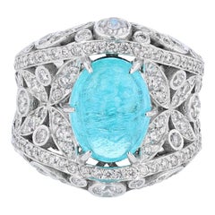 Nazarelle Bague en or 18K GIA 5::27 carats:: tourmaline Paraiba du Brésil et diamant