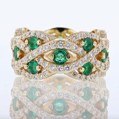 Nazarelle 18 Karat Yellow Gold Diamond and Emerald Eternity Band