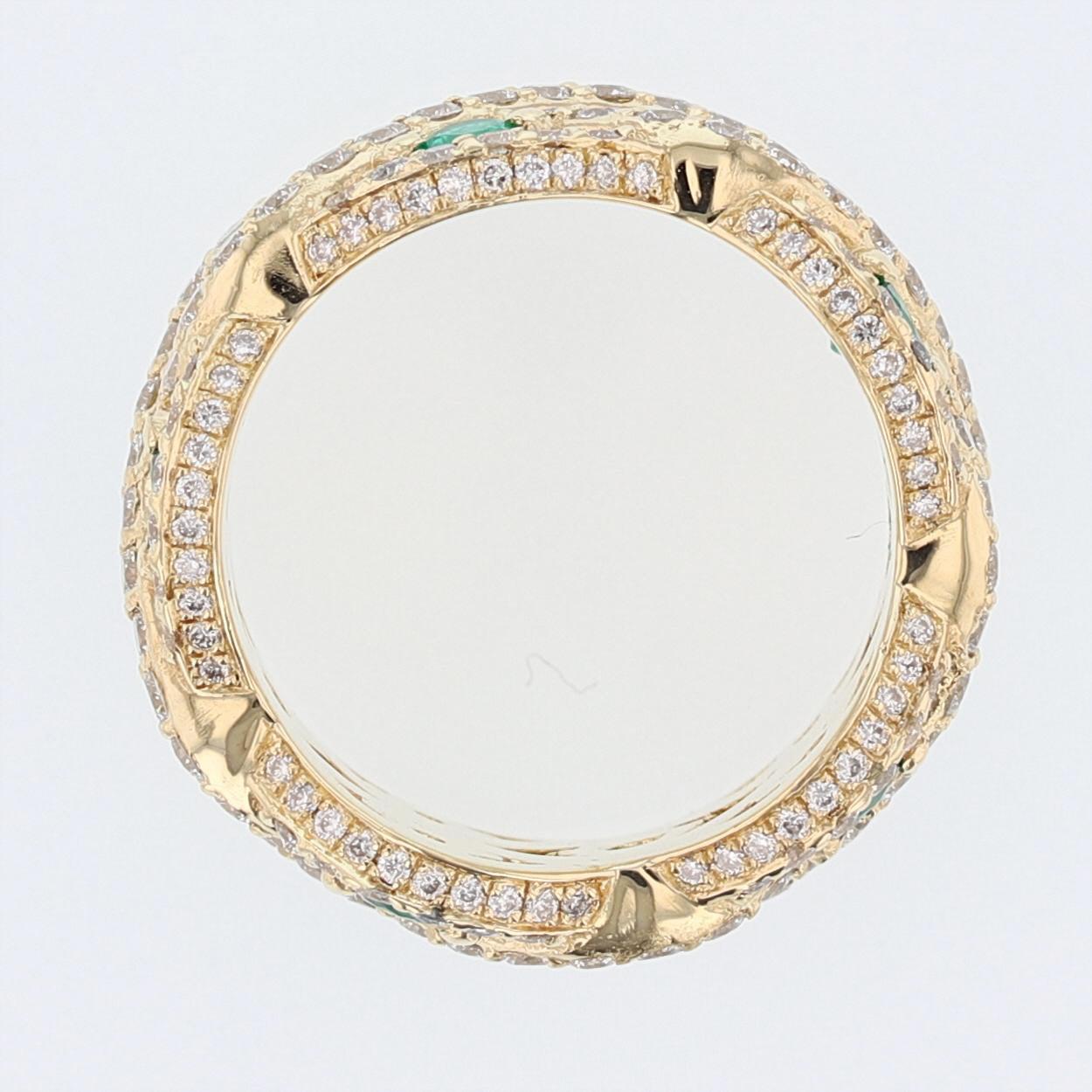 emerald and diamond eternity ring yellow gold