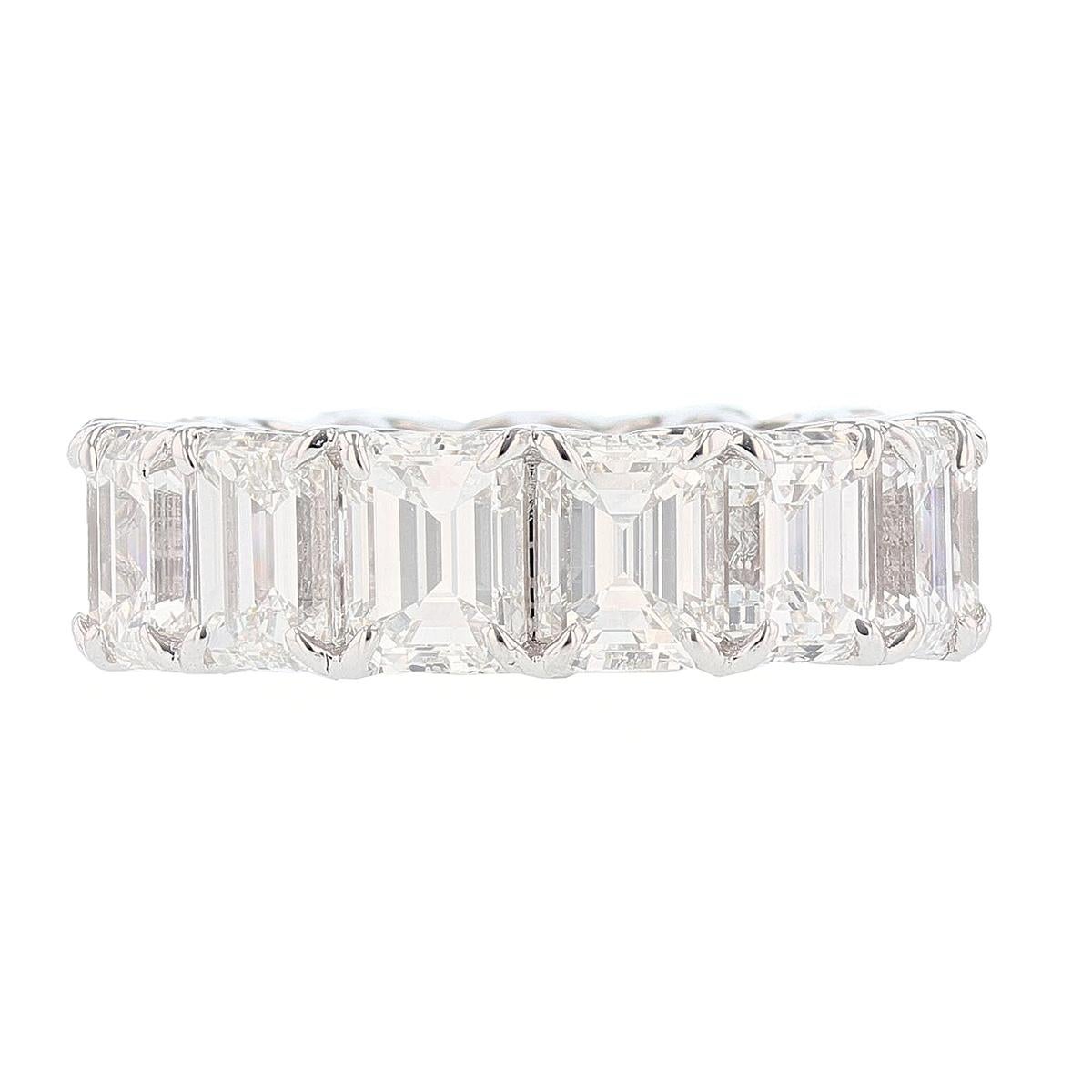 Nazarelle Alianza de oro de 18 quilates con diamante talla esmeralda certificado GIA de 14,57 quilates Contemporáneo en venta