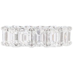 Nazarelle 18KW Gold GIA Certified 14.57 Carat Emerald Cut Diamond Eternity Band