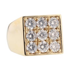 Anello da uomo Nazarelle con diamanti rotondi da 3,70 carati in oro giallo 14 carati