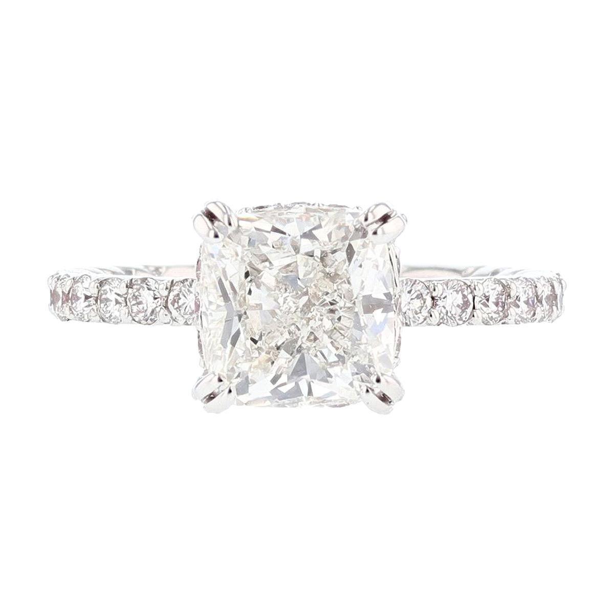 Nazarelle GIA Certified 2.70 Carat Cushion Cut Diamond Engagement Ring