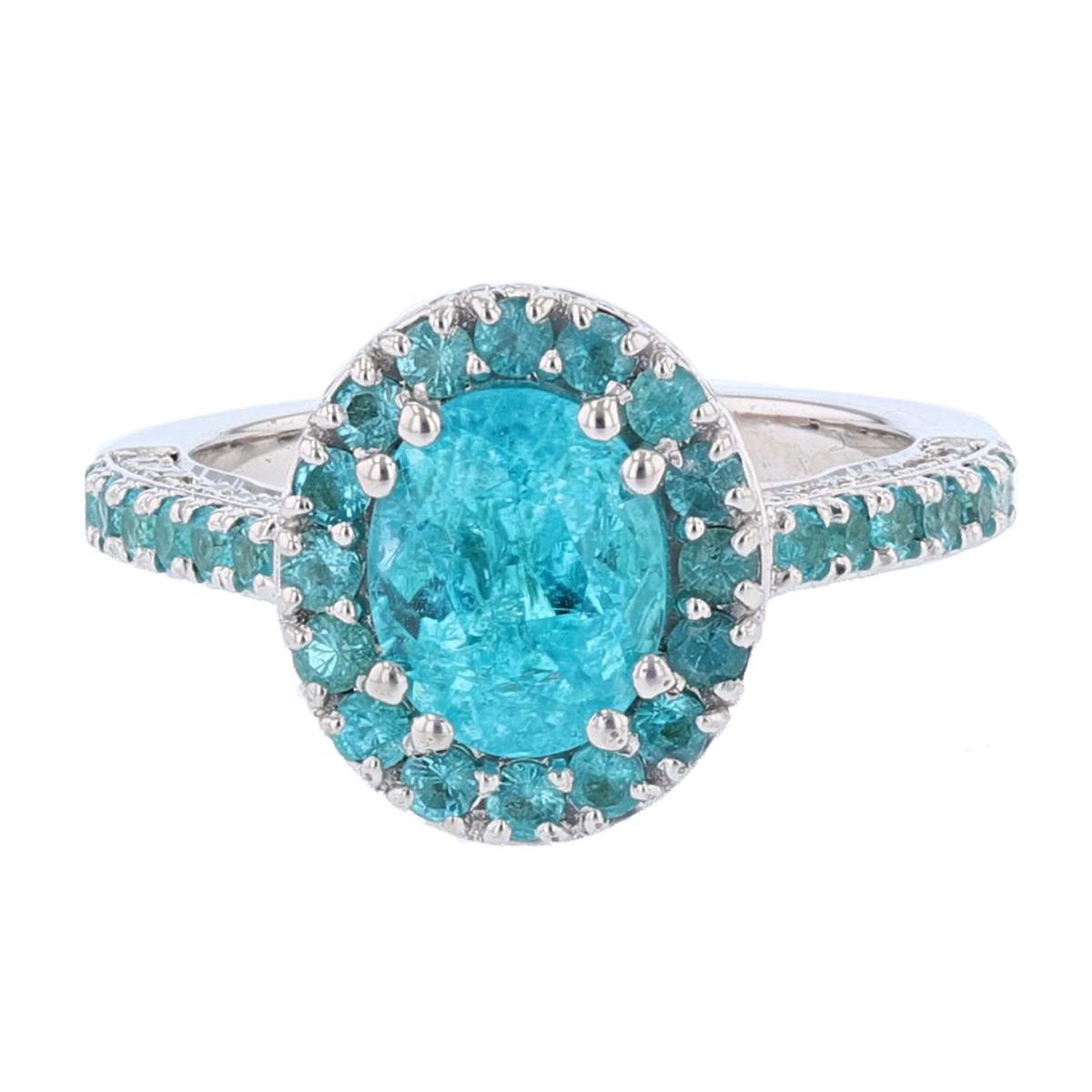 Nazarelle GIA-zertifizierter brasilianischer Paraiba-Turmalin-Diamant-Cocktailring (Ovalschliff) im Angebot