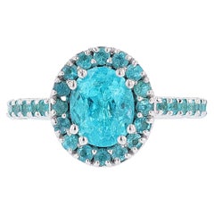 Nazarelle Bague cocktail en diamants et tourmaline Paraiba du Brésil certifiée GIA