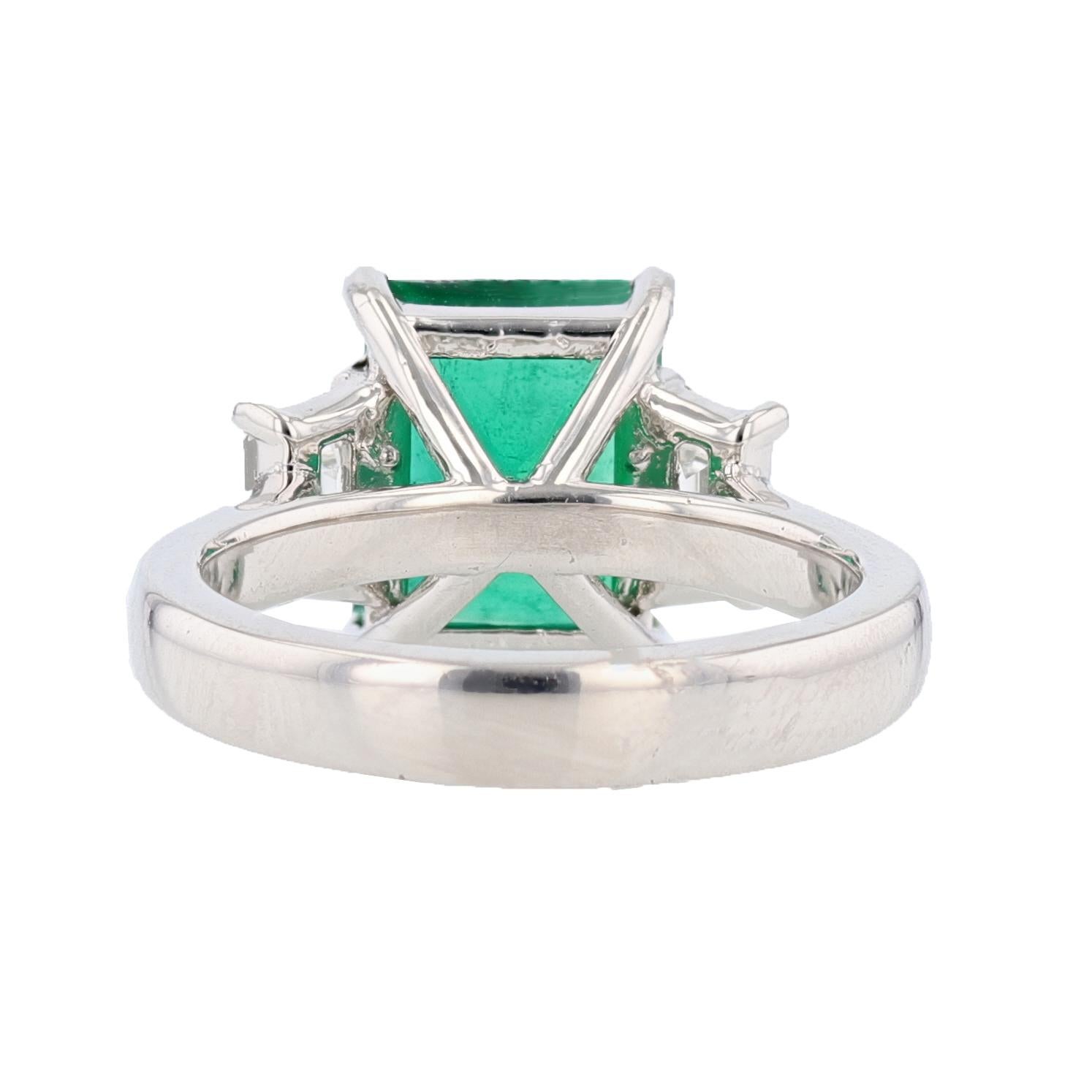Women's Nazarelle Platinum 3.10 Carat Colombian Emerald Cut Emerald Diamond Ring