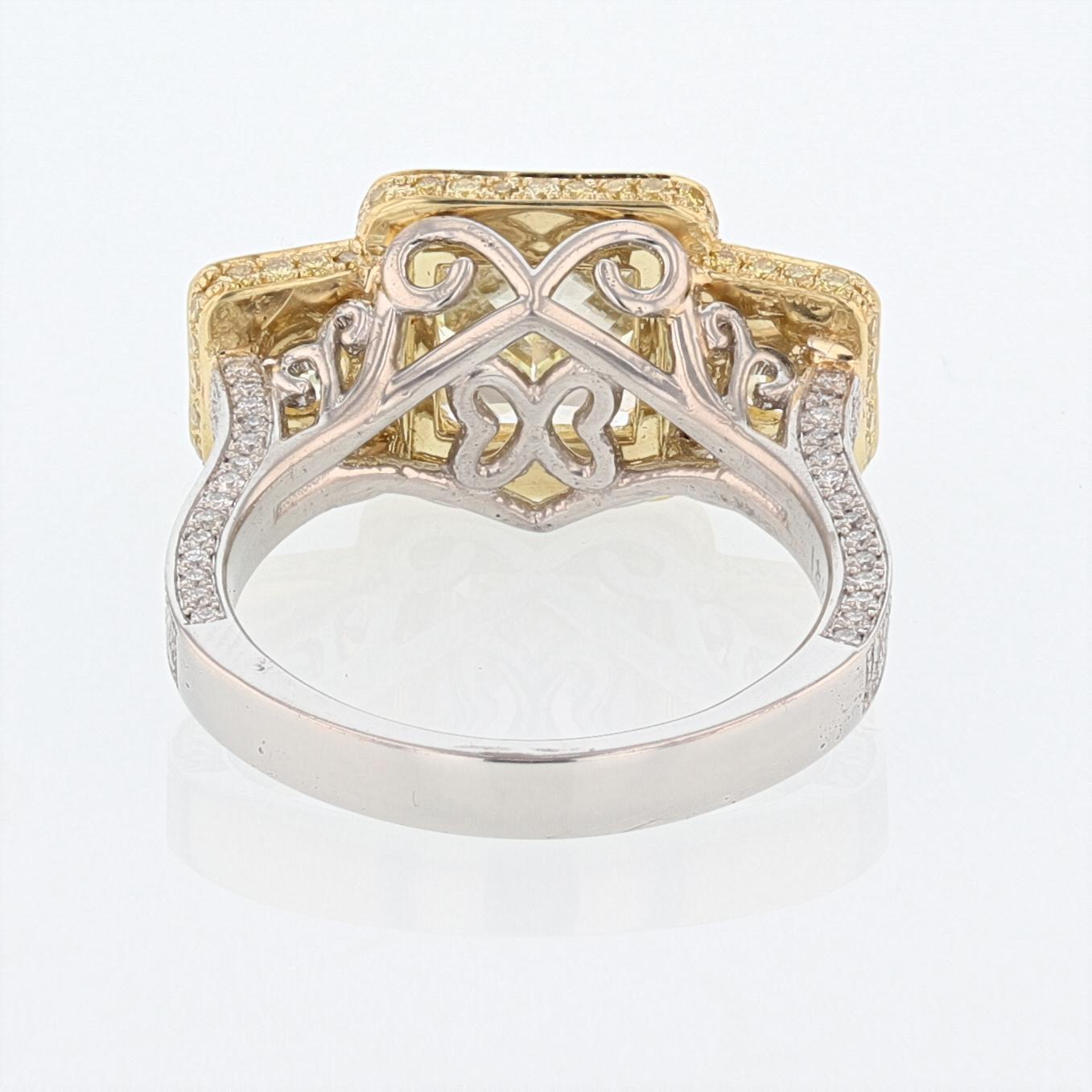 Nazarelle Platinum and 18 Karat Yellow GIA Gold Light Fancy Yellow Diamond Ring In New Condition In Houston, TX