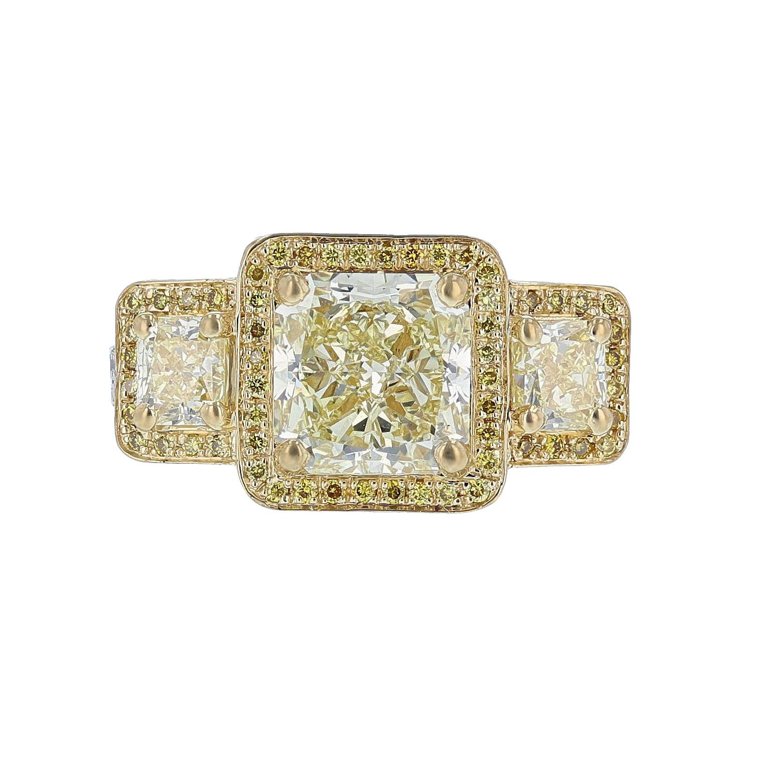 Nazarelle Platinum and 18 Karat Yellow GIA Gold Light Fancy Yellow Diamond Ring