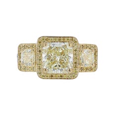 Nazarelle, bague en platine et or jaune 18 carats certifié GIA avec diamant jaune clair de fantaisie
