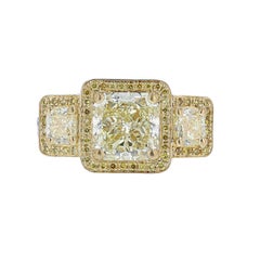 Nazarelle Platinum and 18 Karat Yellow GIA Gold Light Fancy Yellow Diamond Ring