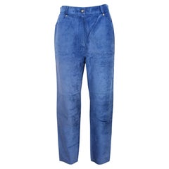 Nazareno Gabrielli Blue Leather Vintage 90s Trousers