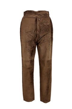 Nazareno Gabrielli Brown Leather Straight Trousers