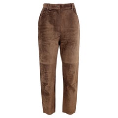 Vintage Nazareno Gabrielli Brown Leather Straight Trousers