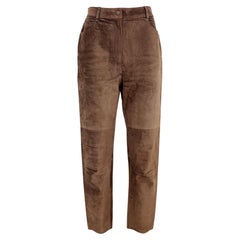 Nazareno Gabrielli Brown Leather Straight Trousers