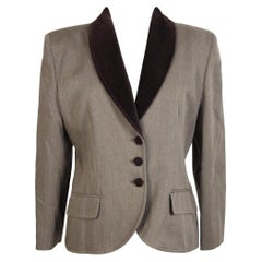 Nazareno Gabrielli Brown Wool Velvet Classic Jacket