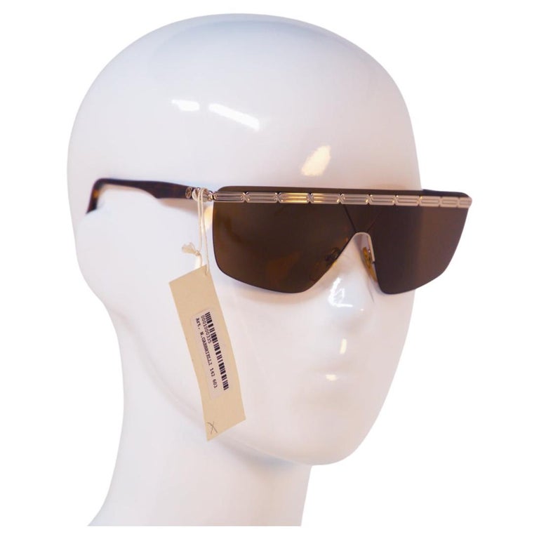 Nazareno Gabrielli Elegant Mask Vintage Sunglasses with Gold Inserts For  Sale at 1stDibs