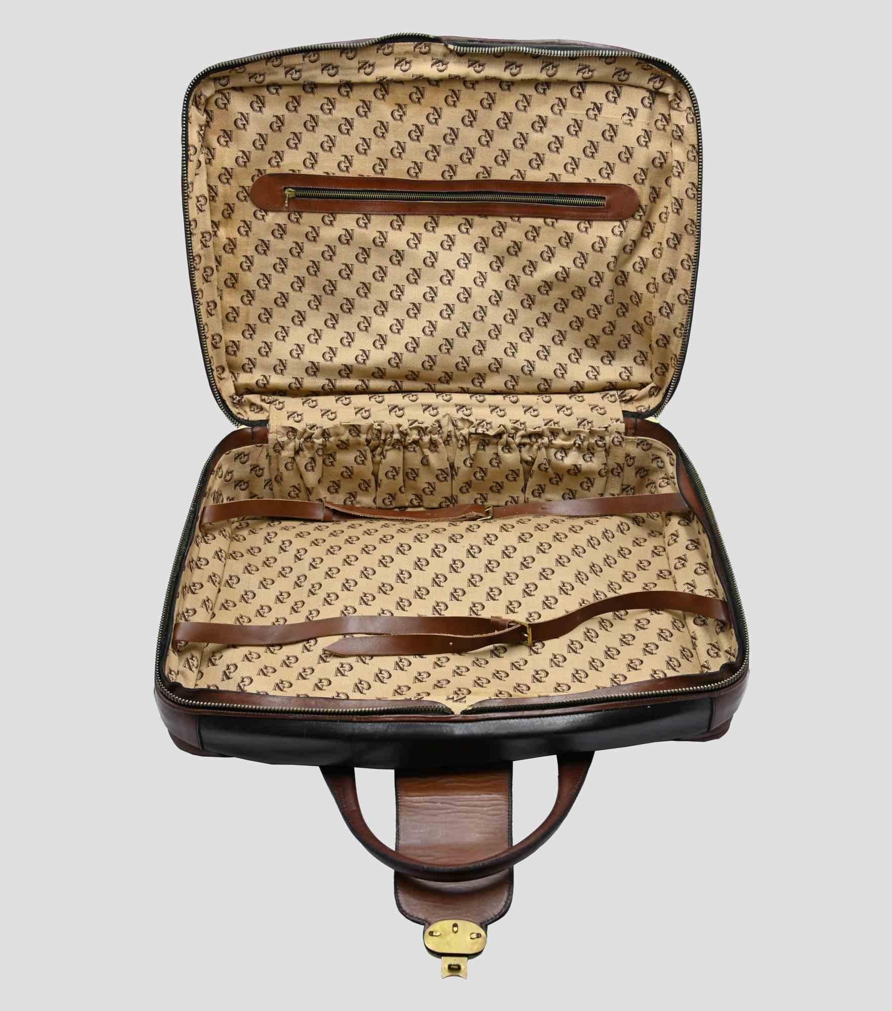 Nazareno Gabrielli Vintage-Koffer aus braunem Leder, 1970er Jahre im Angebot 9