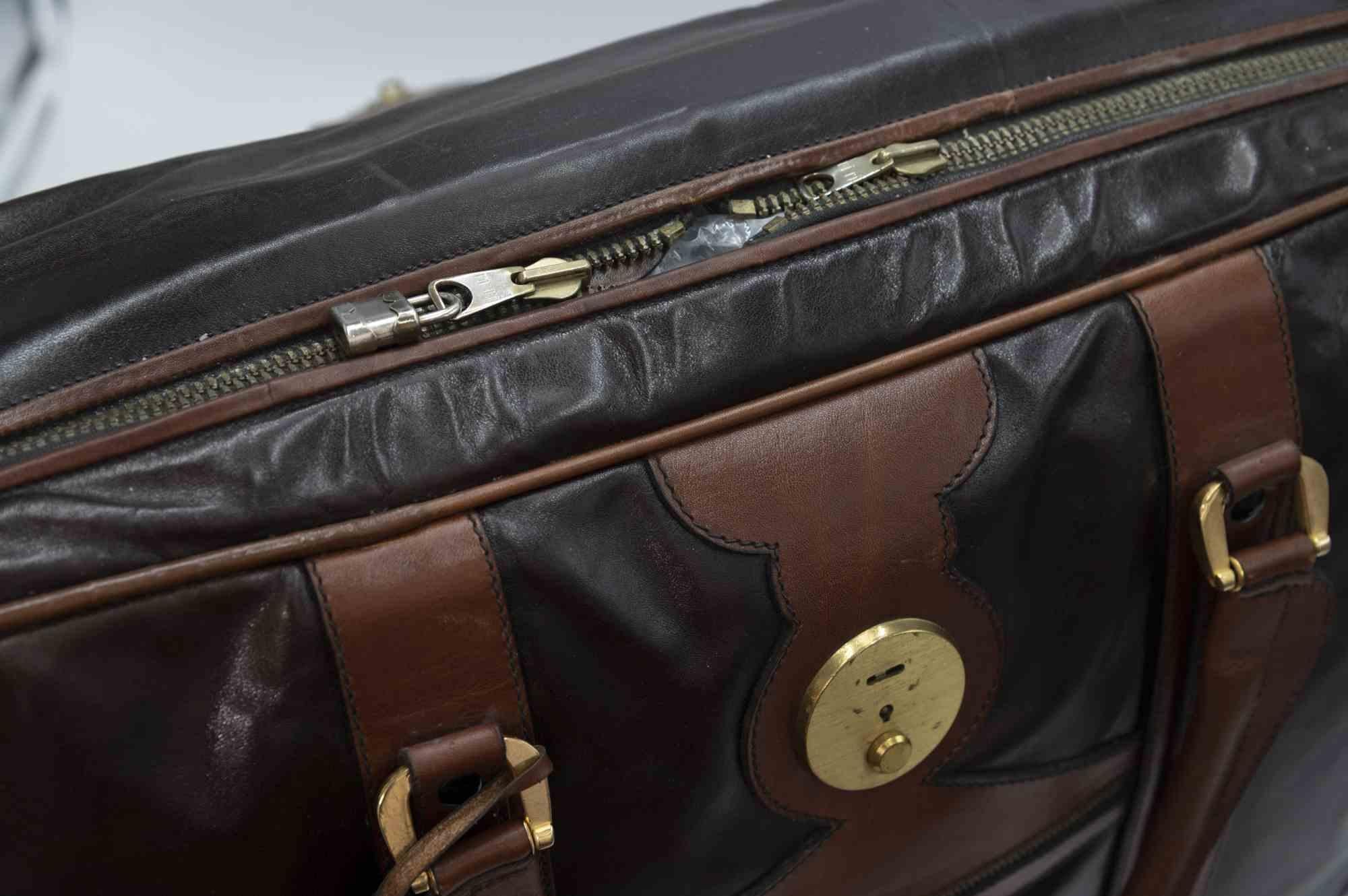 Nazareno Gabrielli Vintage-Koffer aus braunem Leder, 1970er Jahre im Angebot 3