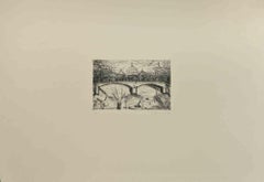 The View of St. Peter and Tiber in Rome - Etching by Nazareno Gattamela - 1985