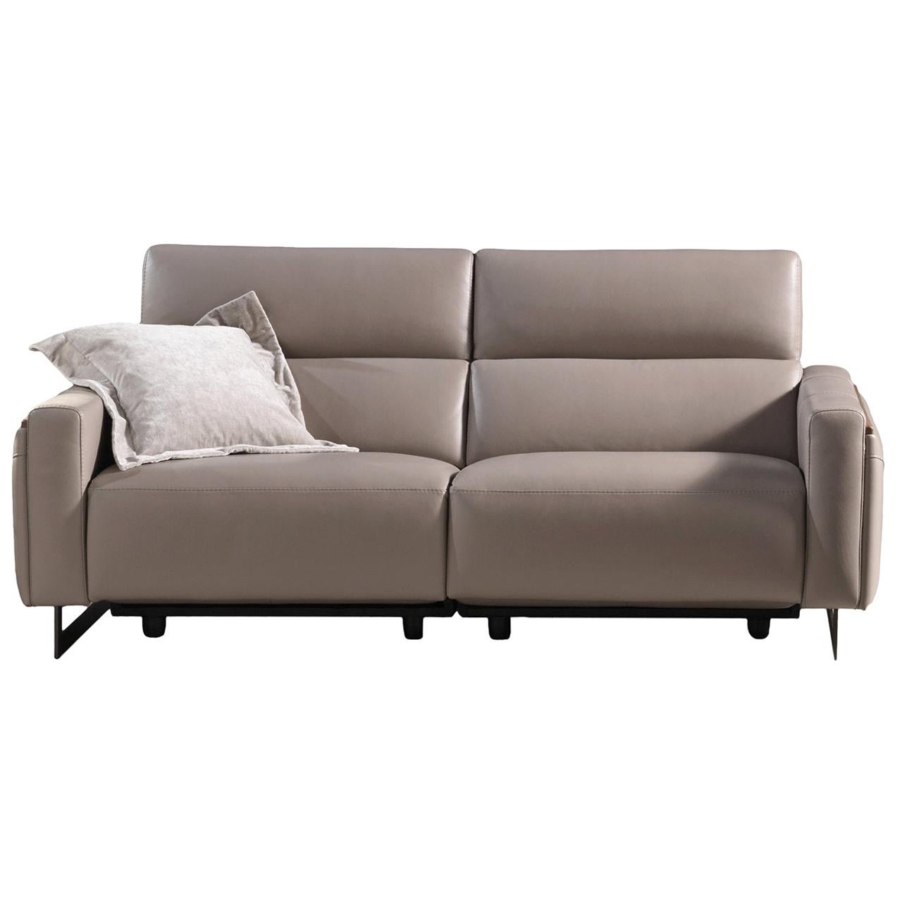 Nazaro Beige Leather 2-Seater Sofa
