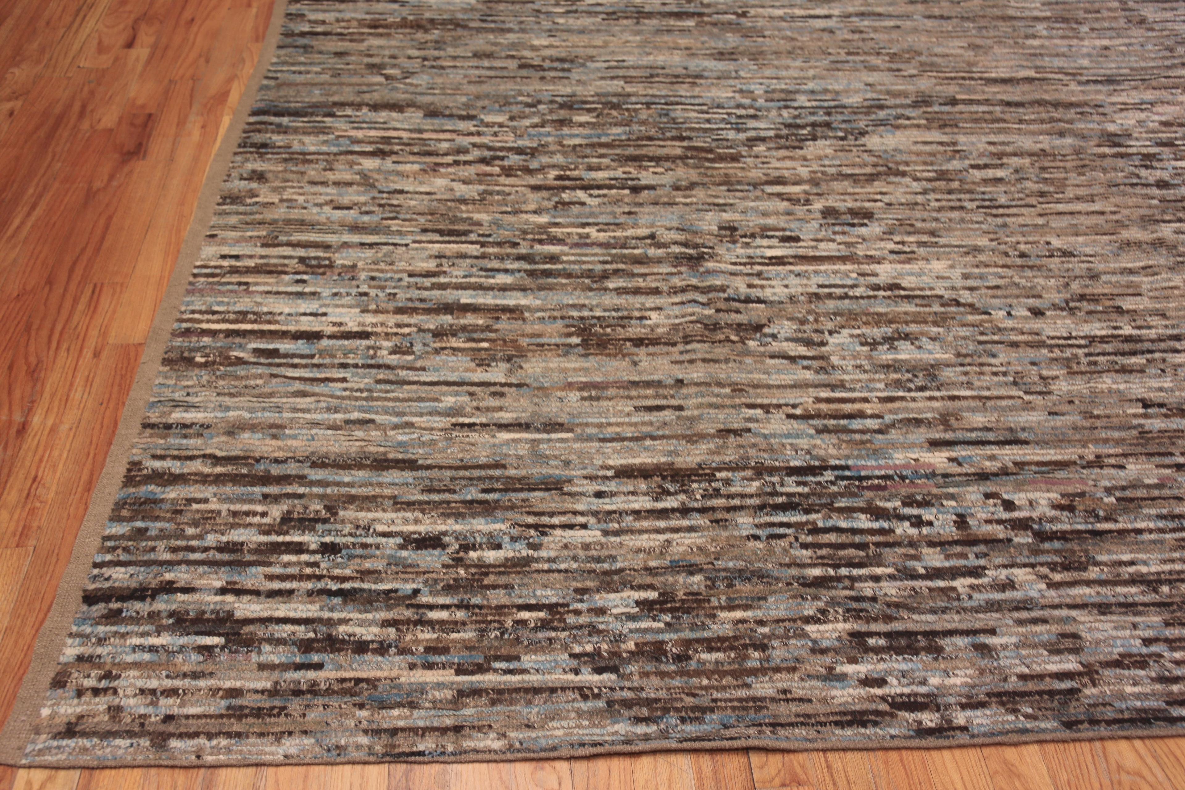 Hand-Knotted Nazmiyal Colection Earthy Brown Abstract Design Large Modern Rug 12'4