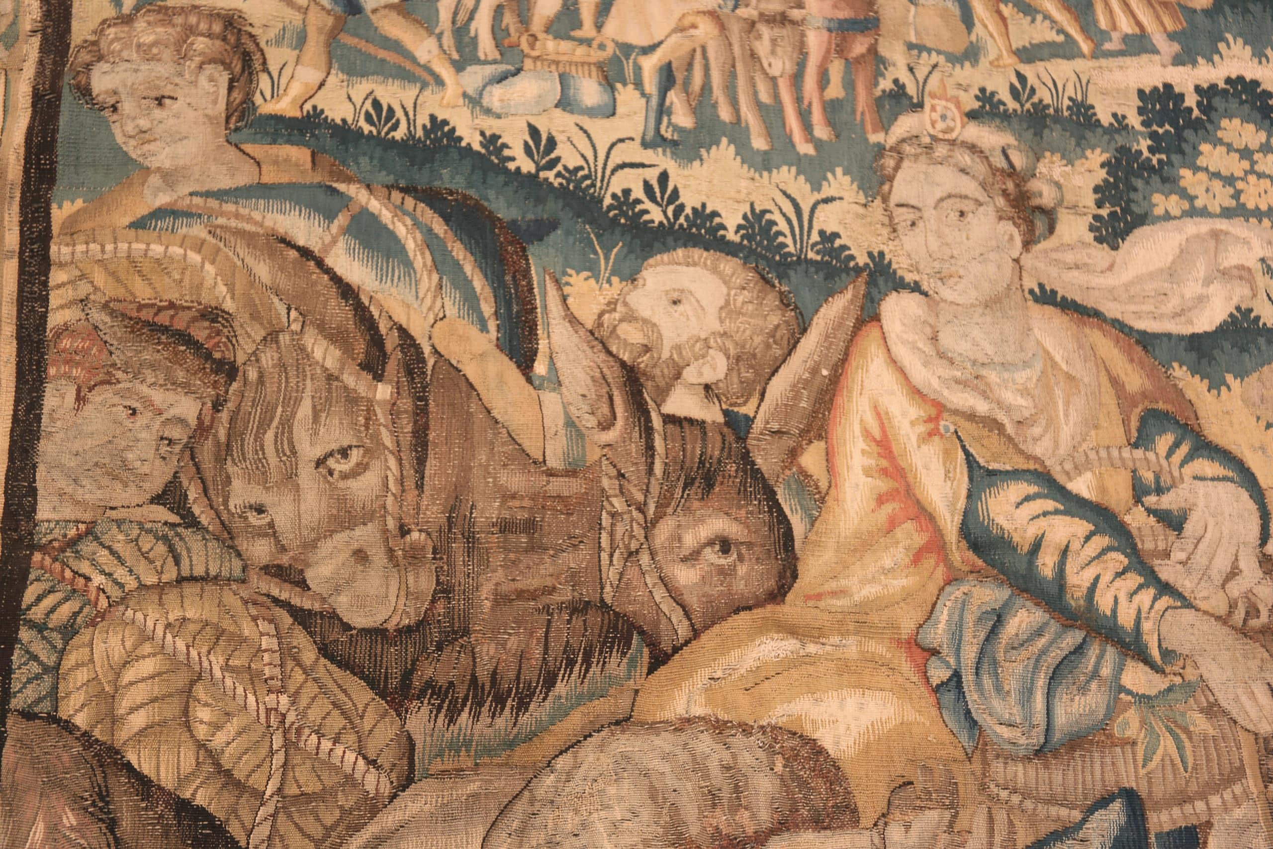 Antiker flämischer Wandteppich aus dem 16. Jahrhundert. 11 ft 4 inx12 ft 10in (Renaissance) im Angebot
