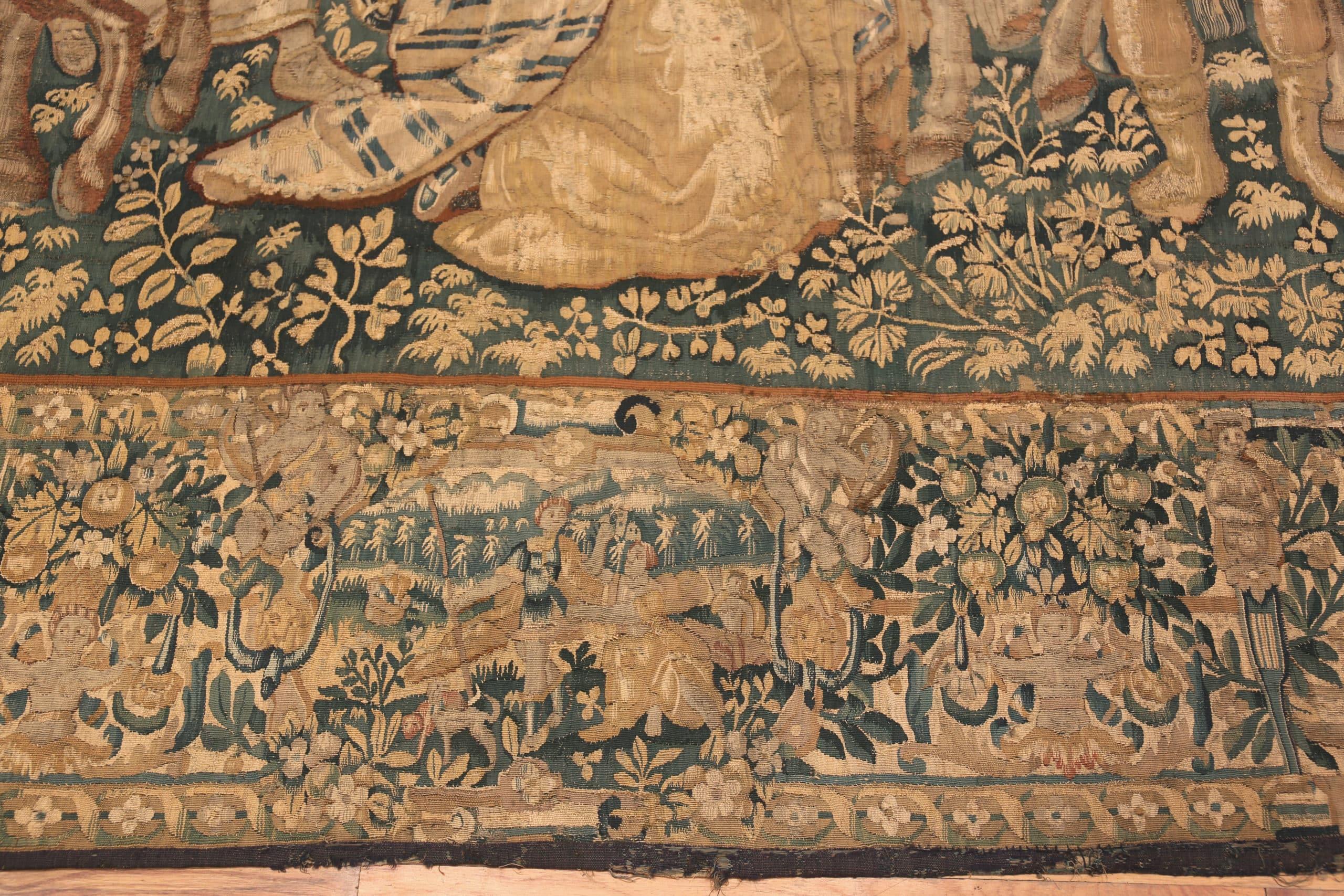Wool 16th Century Antique Flemish Tapestry. 11 ft 4 inx12 ft 10in For Sale