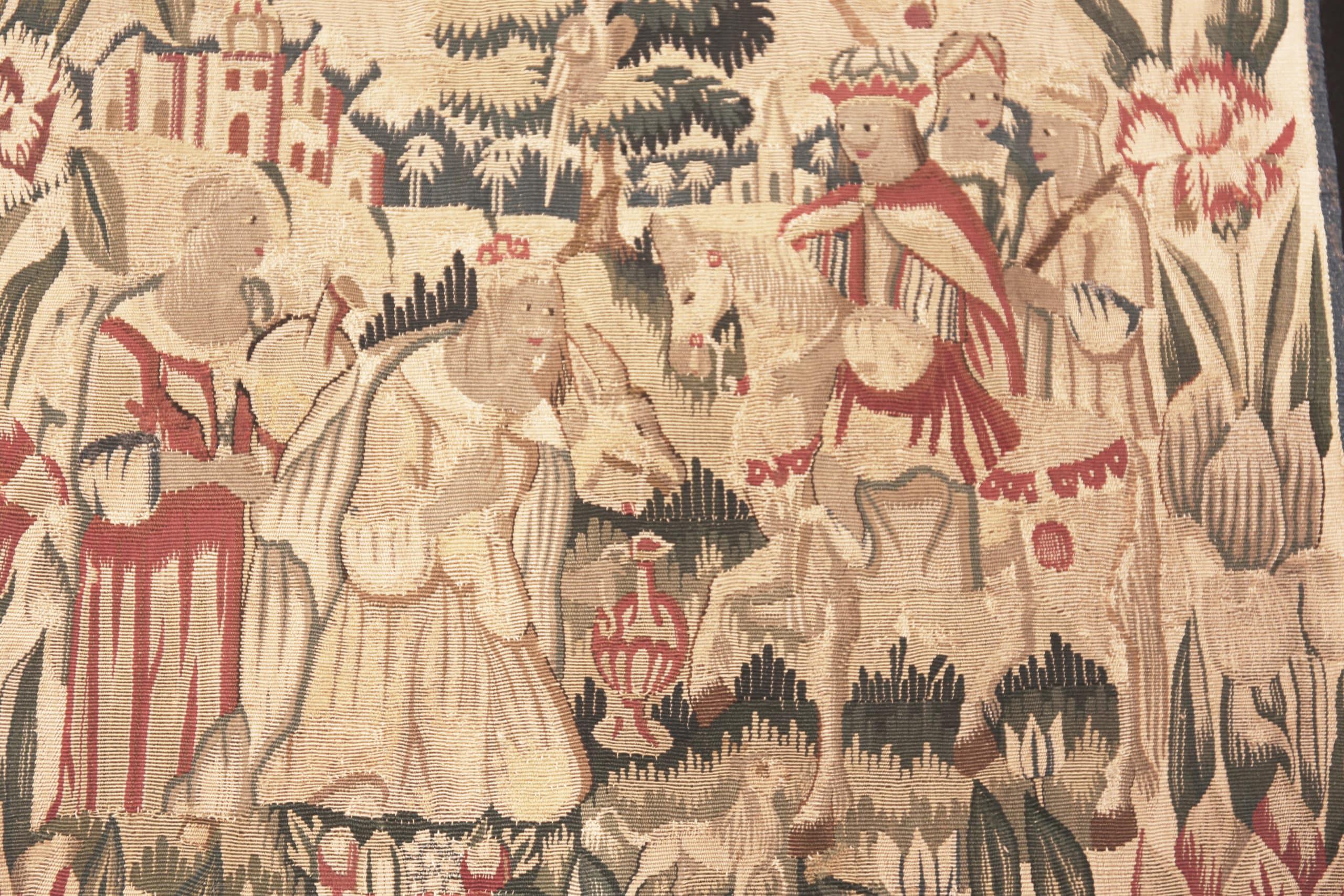 Antiker deutscher Wandteppich aus dem 17. Jahrhundert. 1 ft 8 in x 1 ft 8 in (Renaissance) im Angebot