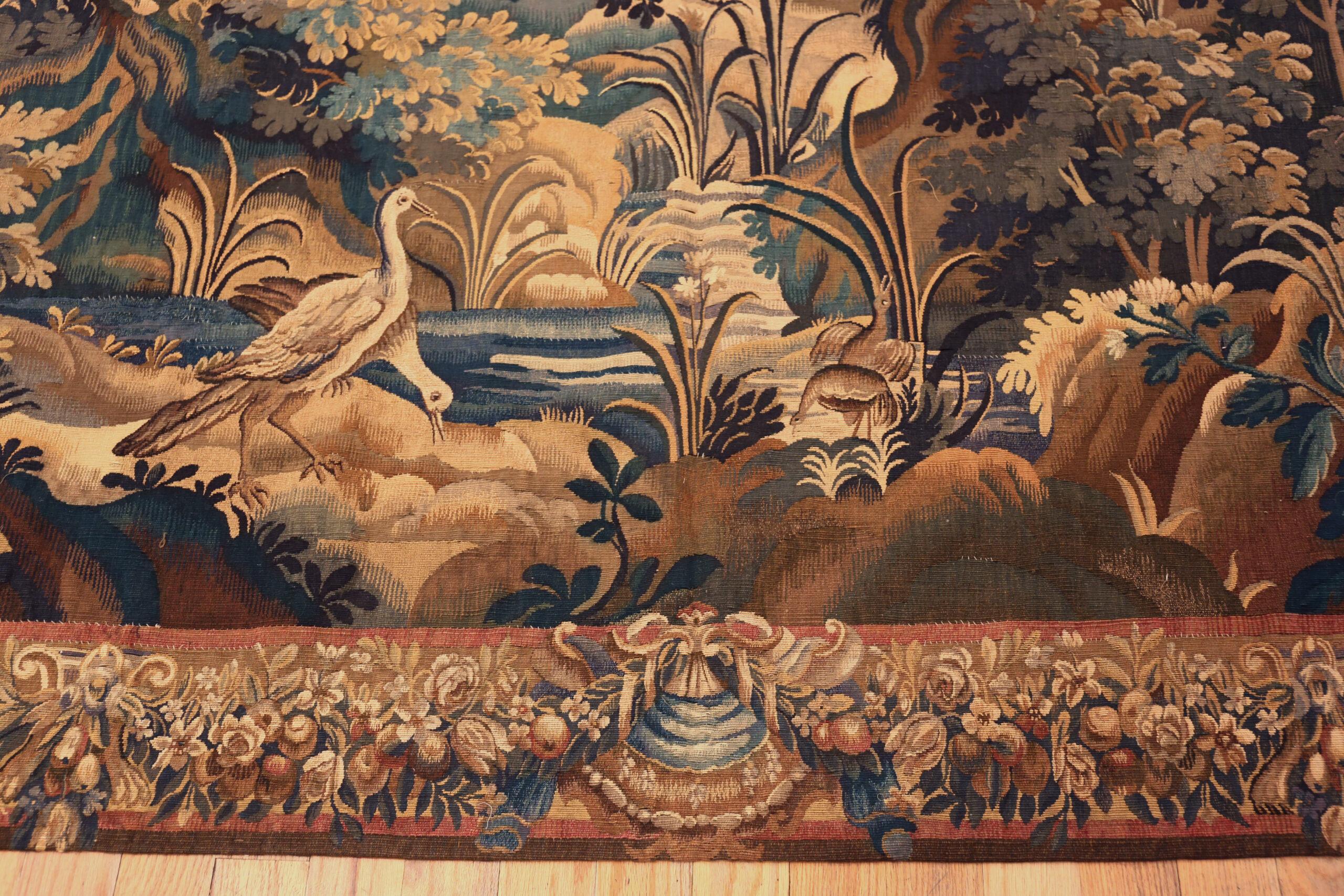 18th Century and Earlier Nazmiyal Collection 18th Century French Verdure Tapestry 6'10