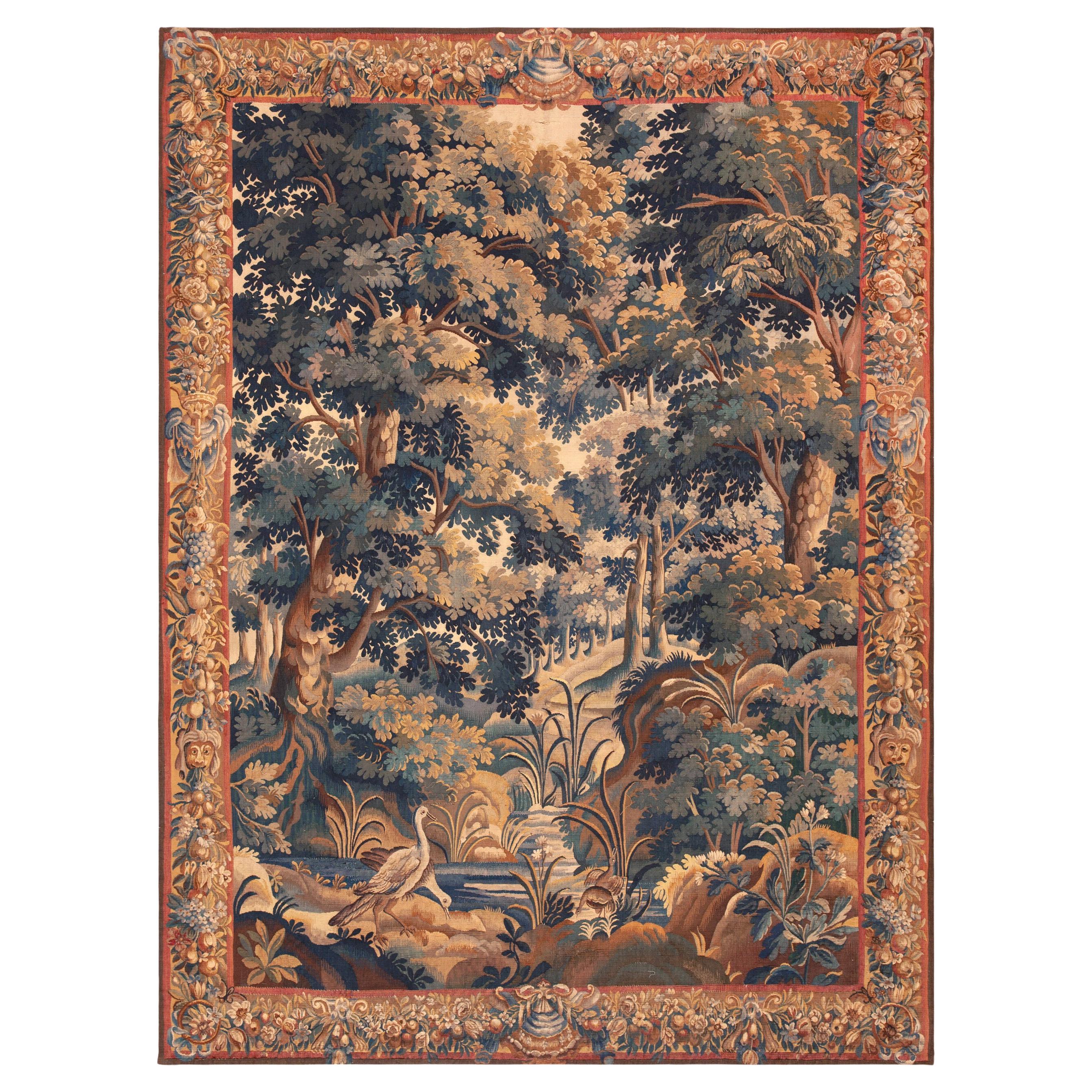Nazmiyal Collection 18th Century French Verdure Tapestry 6'10" x 9'6" For Sale