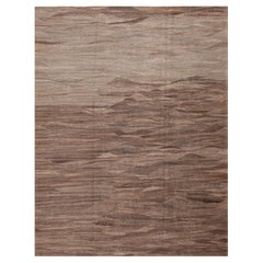 Nazmiyal Collection – Abstrakter brauner Flachgewebe-Kelim-Teppich aus Wolle, 9'1" x 11'6"