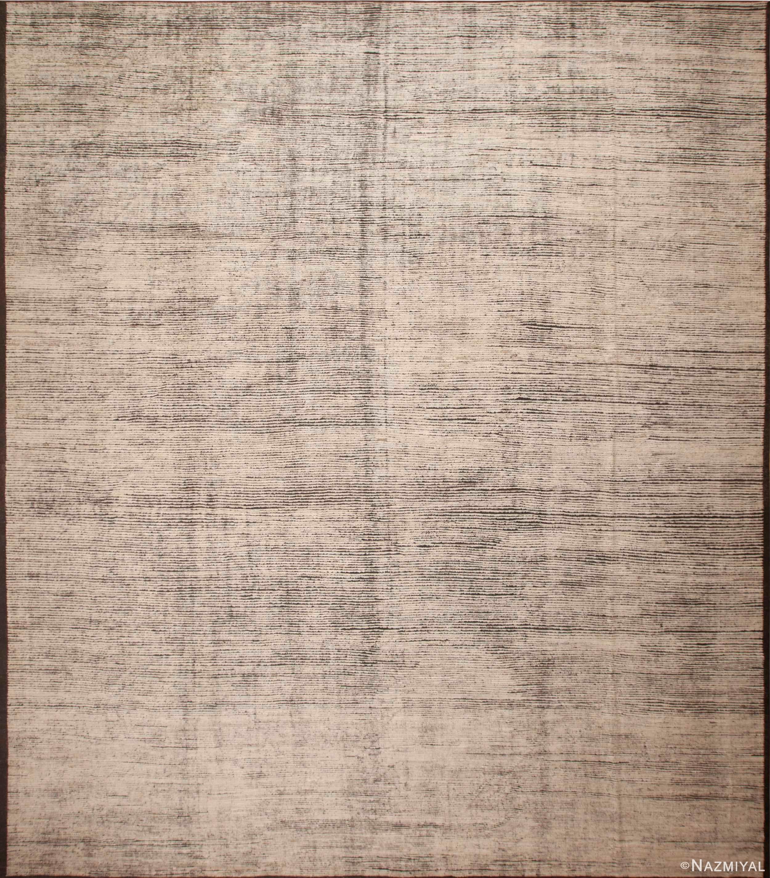 Nazmiyal Collection Abstract Minimalist Solid Cream Modern Rug 15'7" x 17'5" For Sale