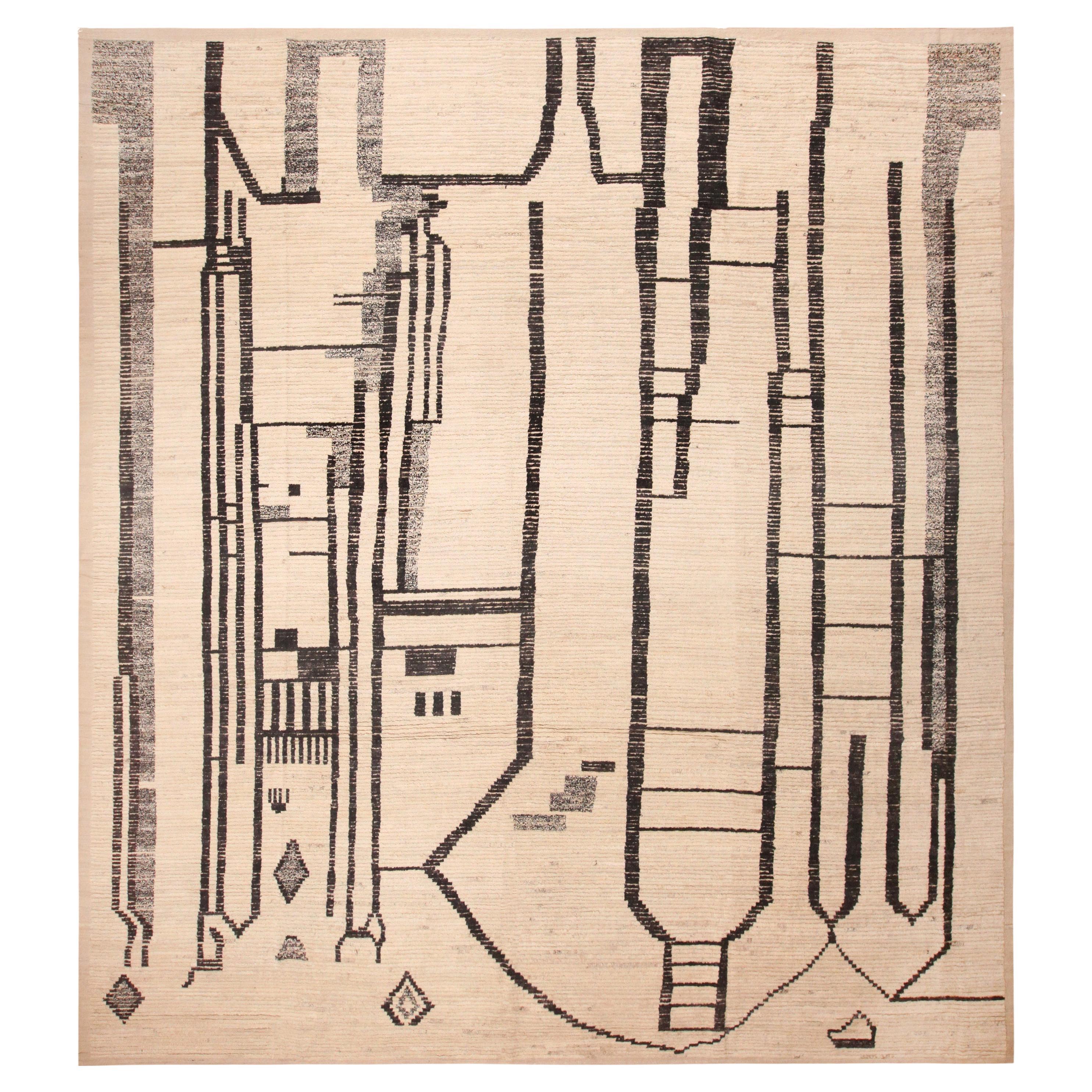 Nazmiyal Kollektion Abstrakter moderner Teppich im primitiven Design 13'7" x 14'6"