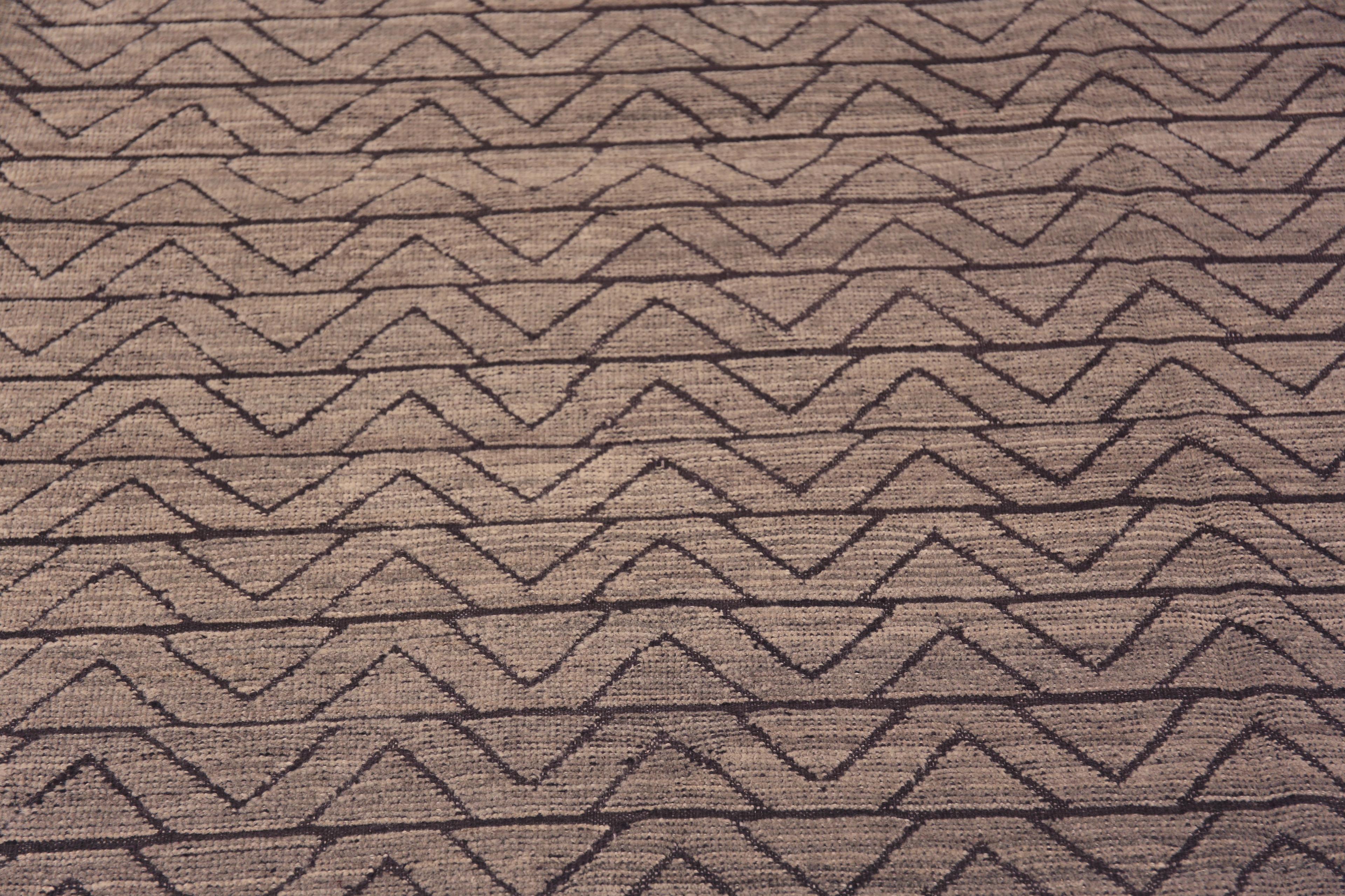 Centrasiatique Collection Nazmiyal, design géométrique moderne et tapis gris 9'1