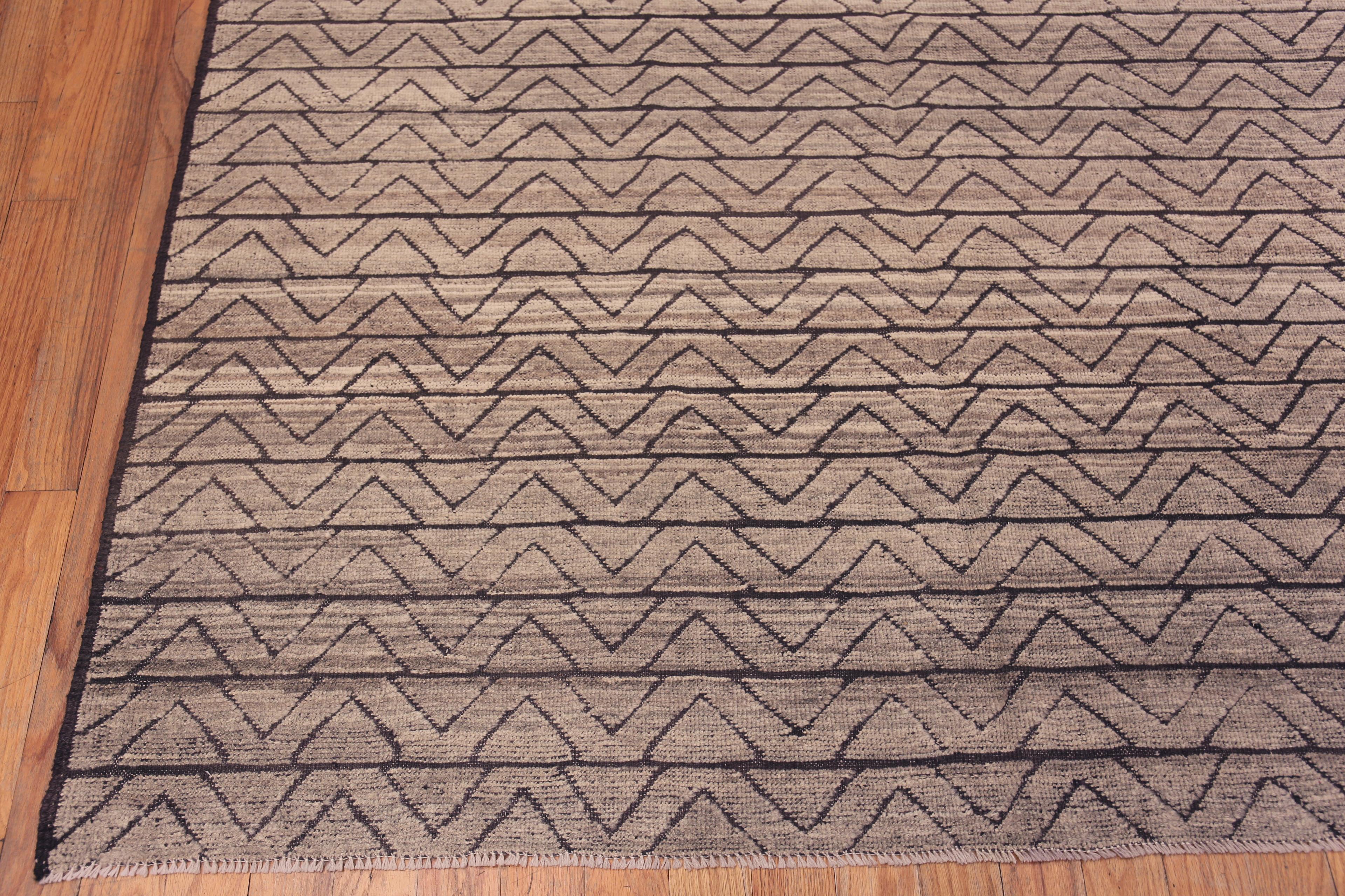XXIe siècle et contemporain Collection Nazmiyal, design géométrique moderne et tapis gris 9'1