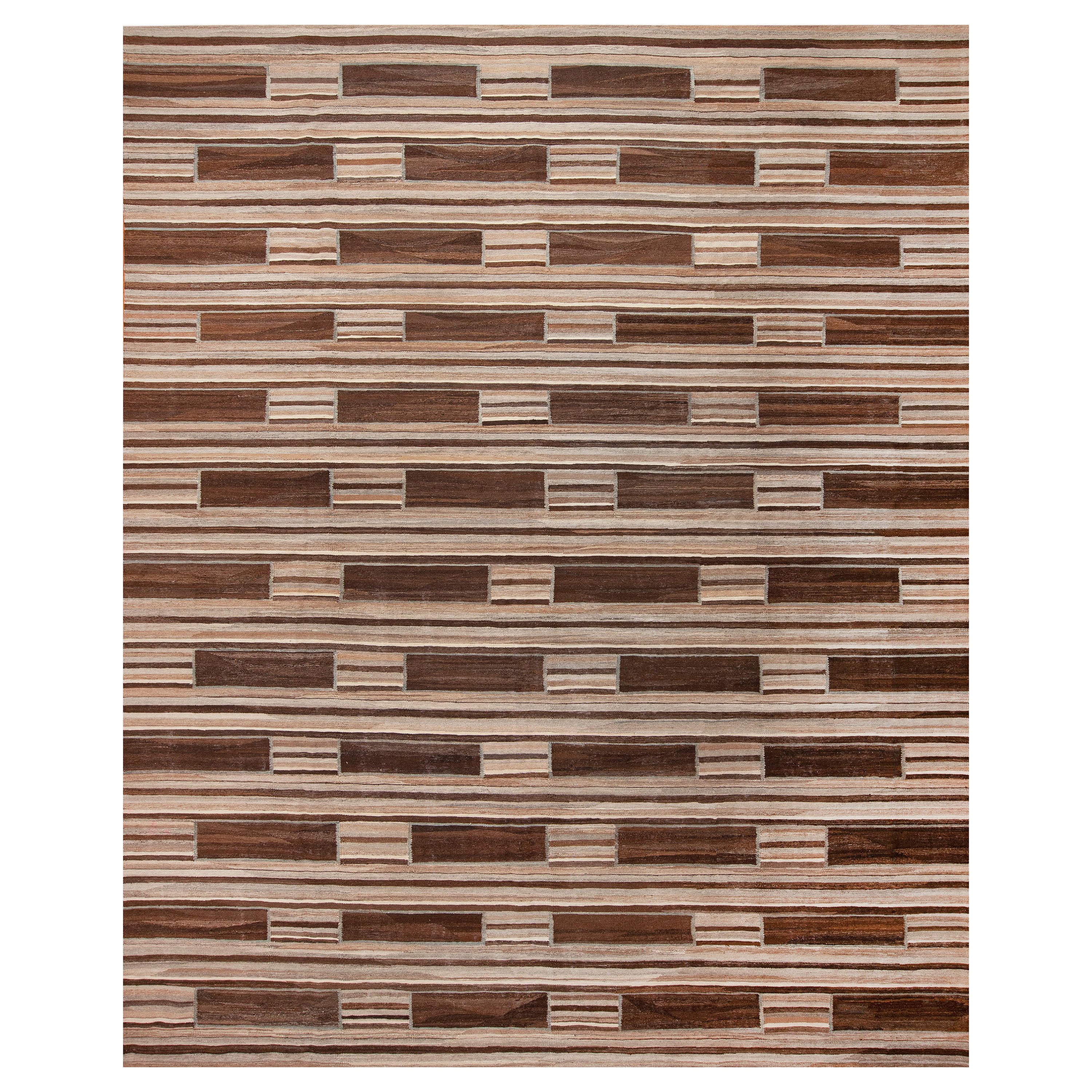 Tapis Kilim géométrique et moderne tissé à plat collection Nazmiyal collection 12'1" x 14'10"