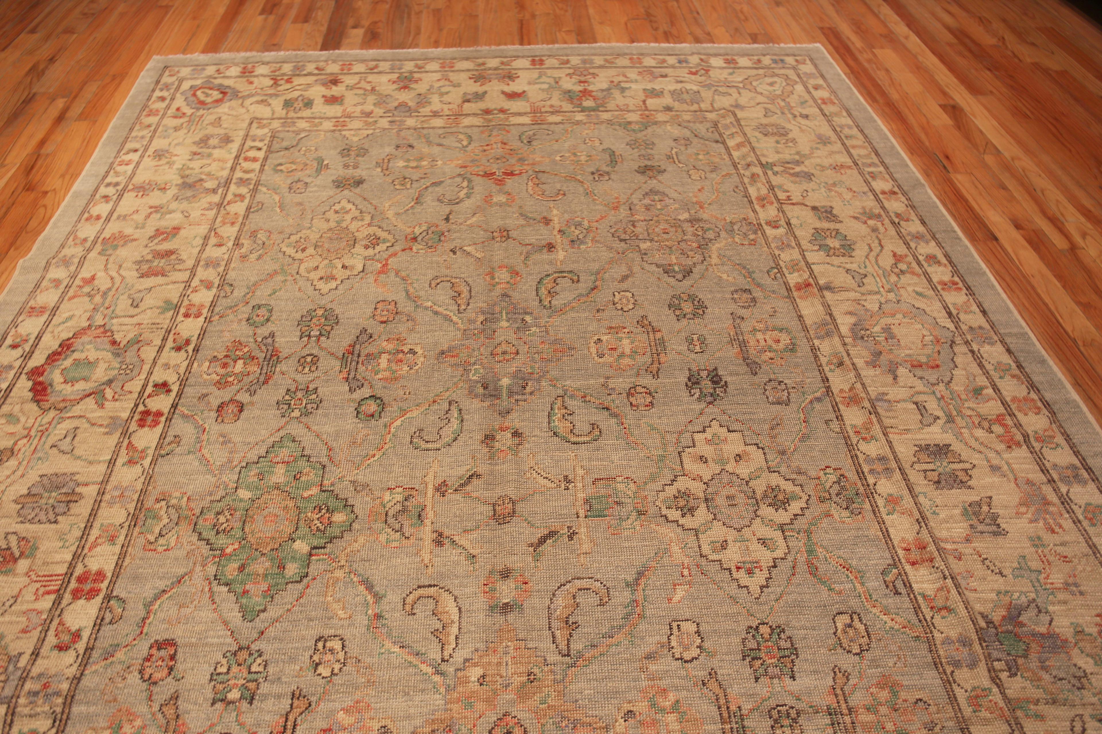 Hand-Knotted Nazmiyal Collection Allover Turkish Oushak Design Modern Area Rug 9'3
