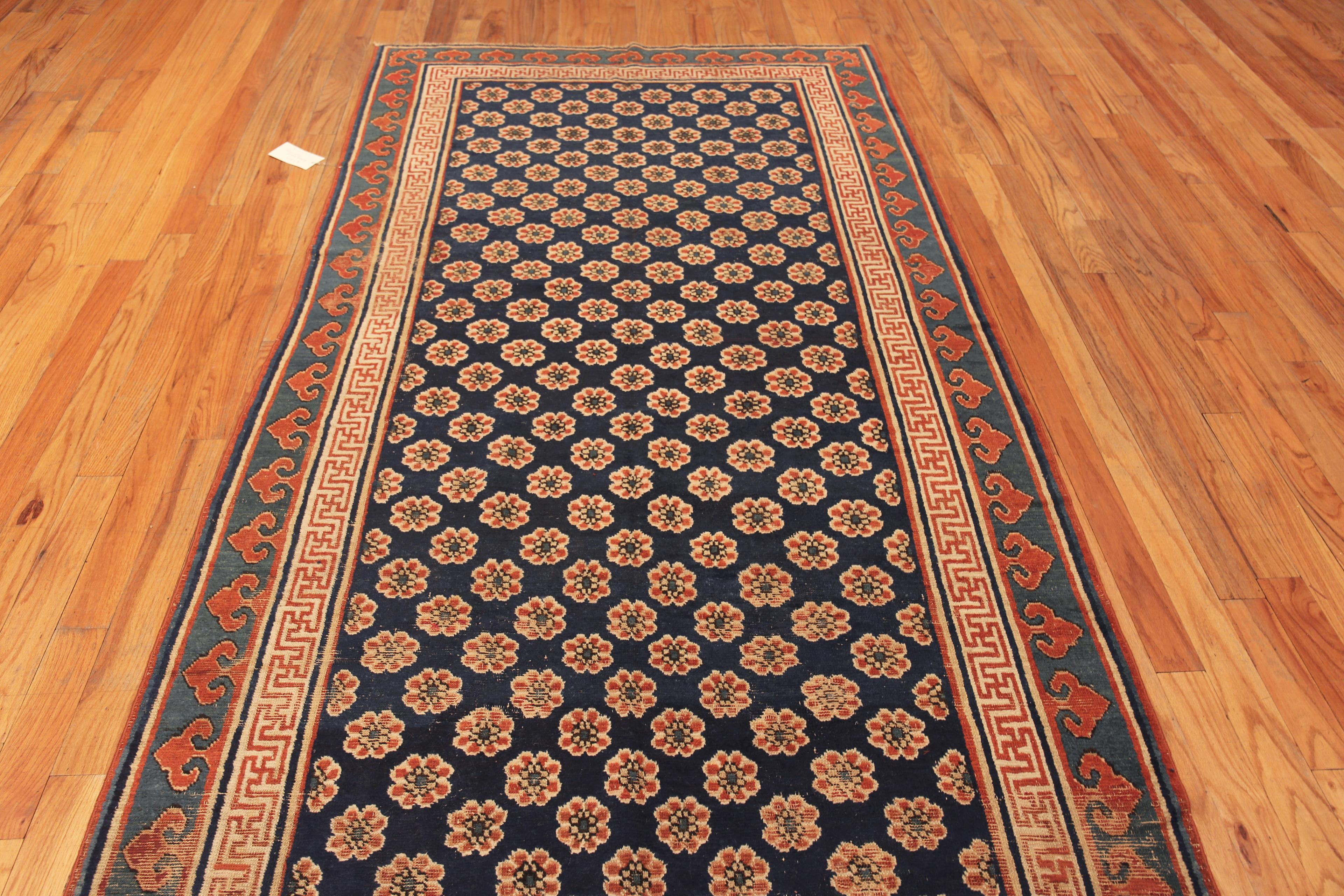 Beautiful Rare Antique 19th Century Chinese Kansu Hallway Runner Rug, Country of Origin: China, Circa date: Mid 19th Century. Size: 5 ft x 14 ft 2 in (1.52 m x 4.32 m)