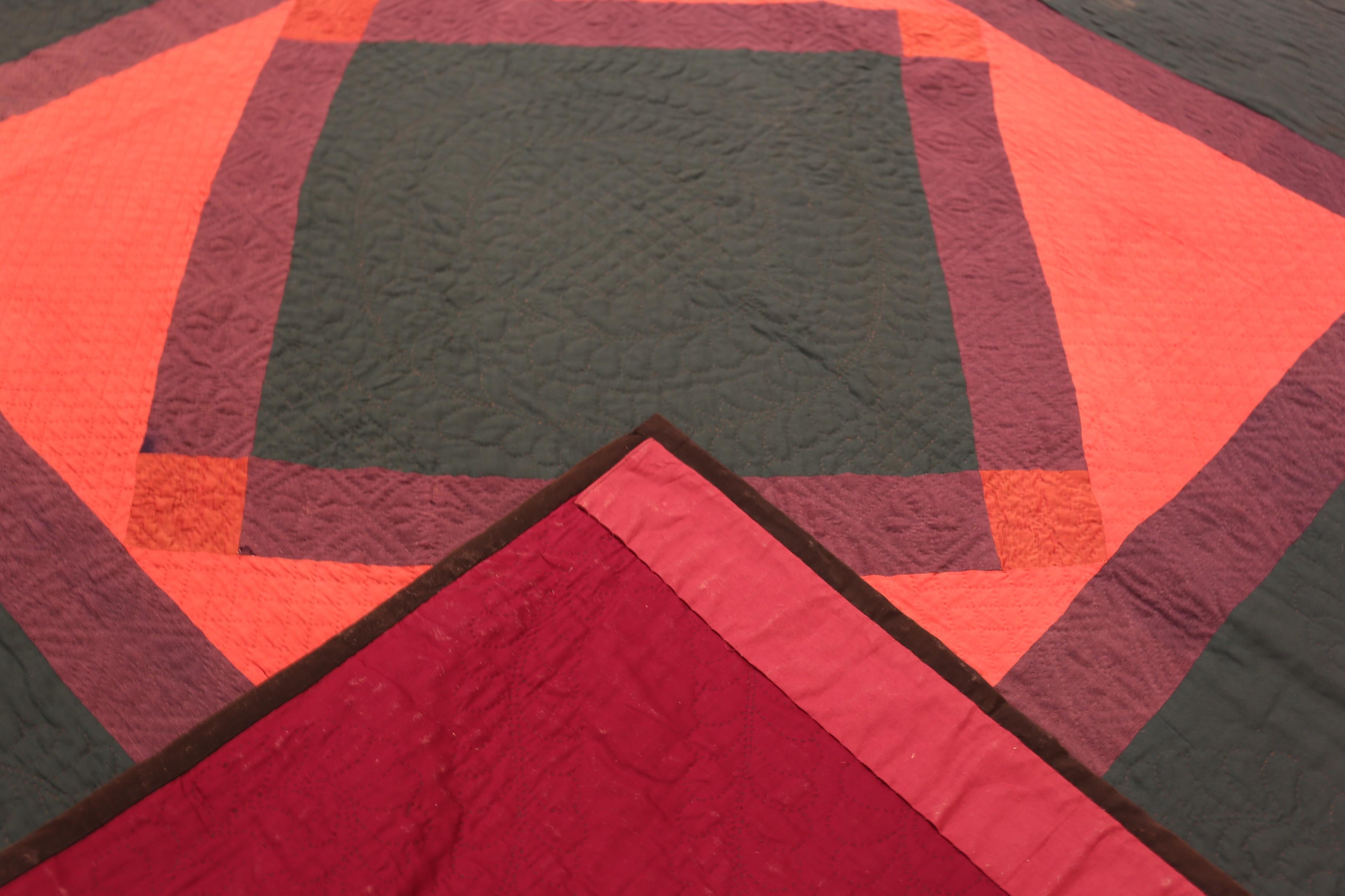 Hand-Knotted Nazmiyal Collection Antique American Amish Textile 5 ft 10 in x 6 ft For Sale