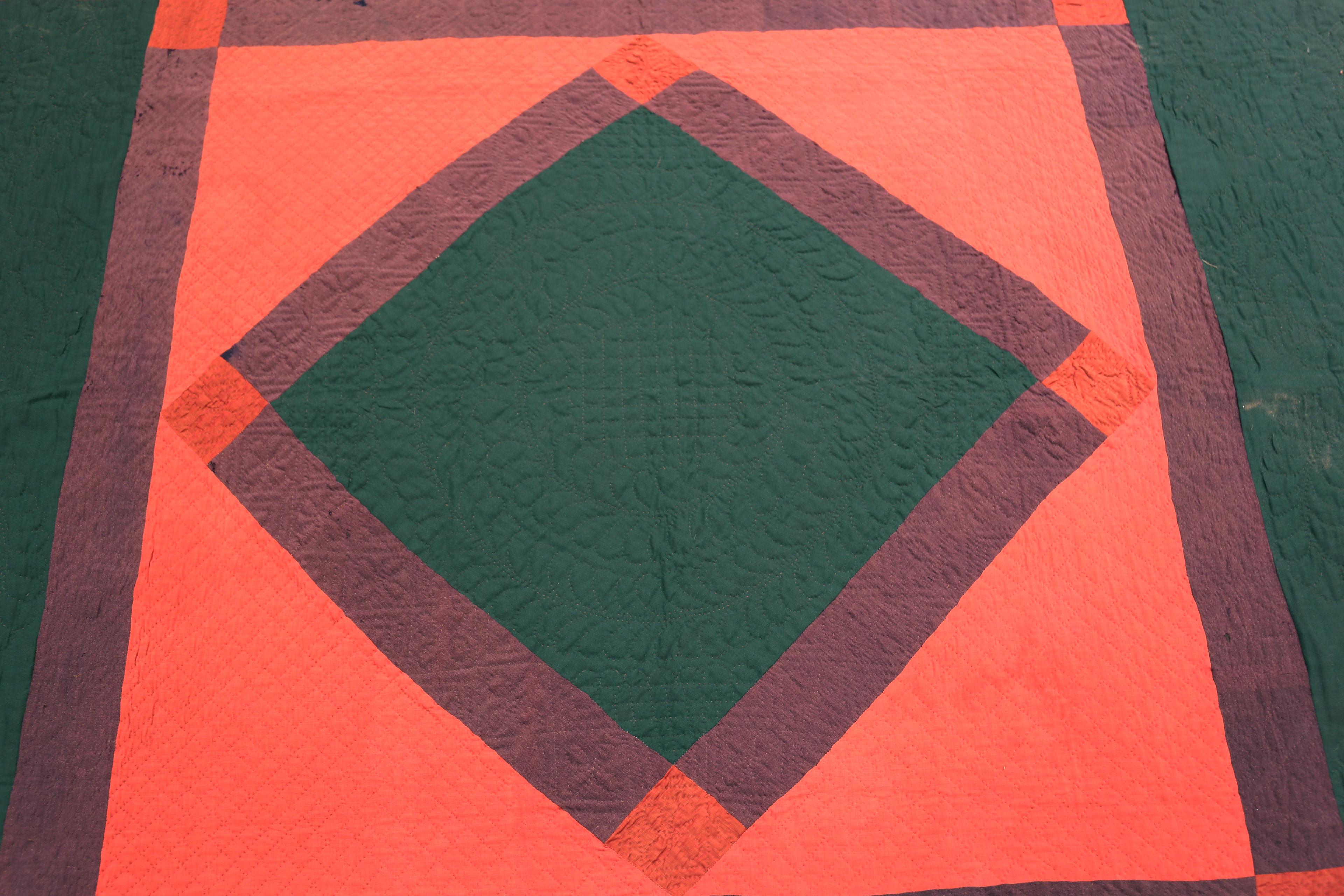 Nazmiyal Collection Antike amerikanische Amish Textil 5 ft 10 in x 6 ft (Wolle) im Angebot