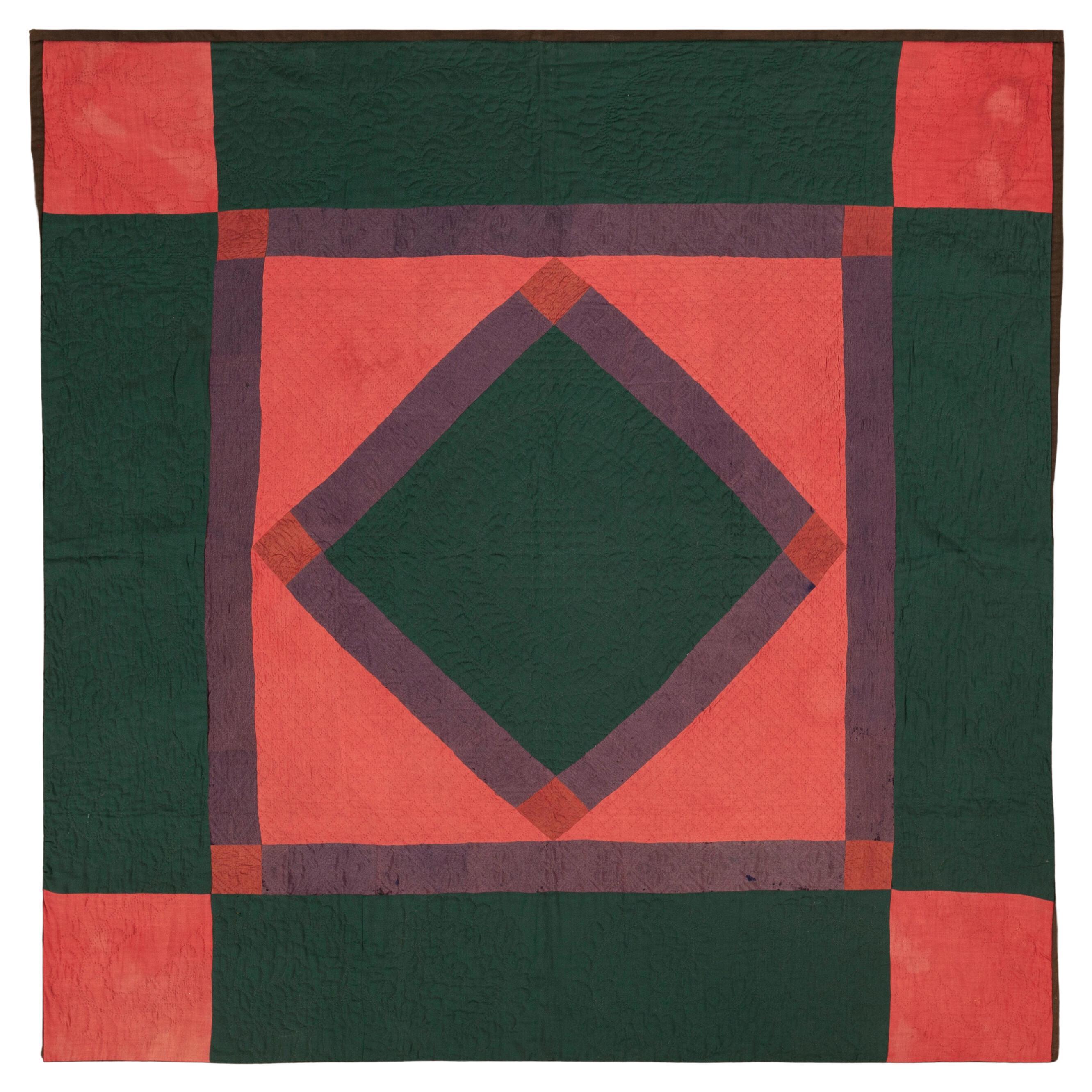 Nazmiyal Collection Antique American Amish Textile 5 ft 10 in x 6 ft For Sale