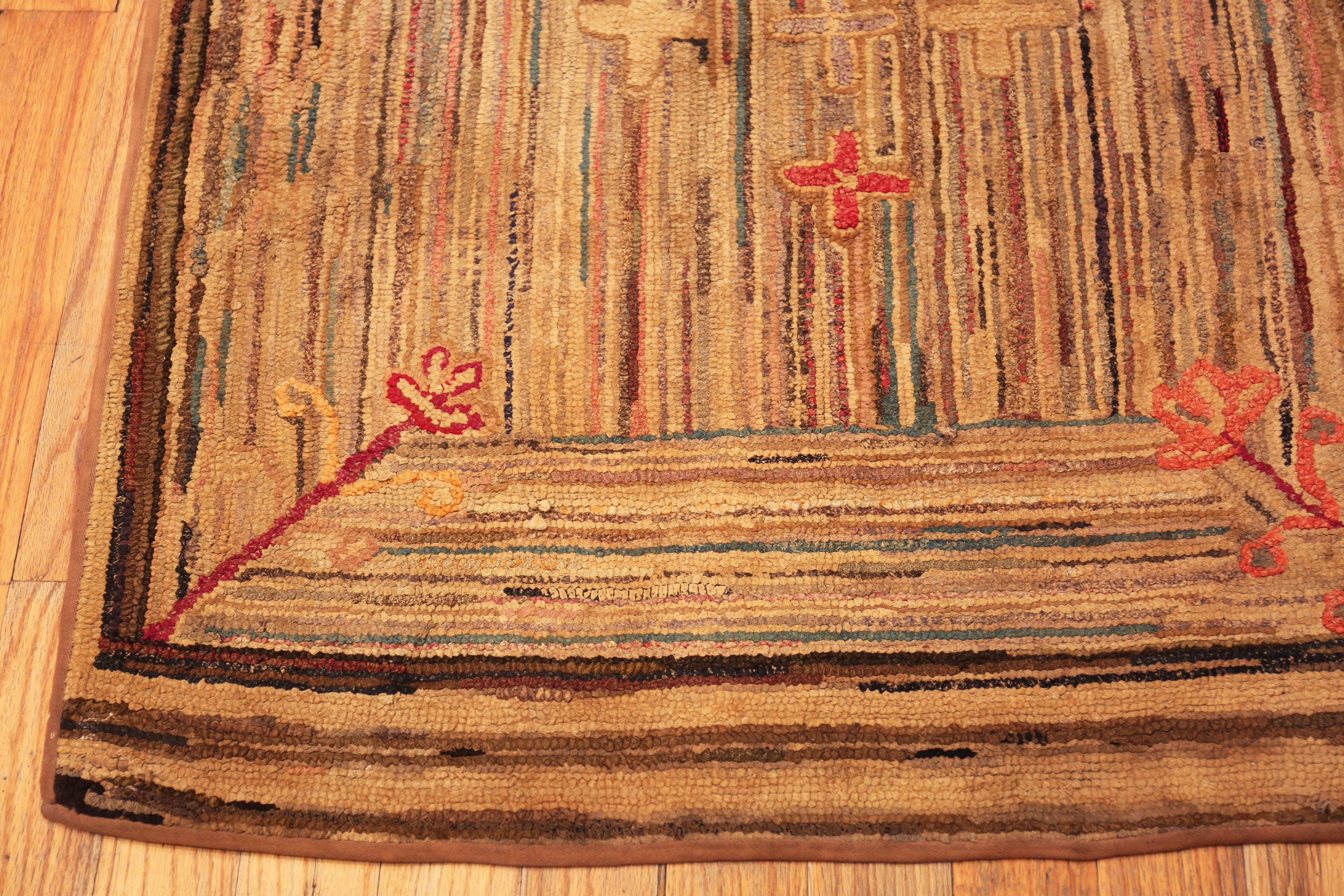 Nazmiyal Collection Antike amerikanische Folklore Teppich 3 ft 2 in x 6 ft 9 in im Angebot 3