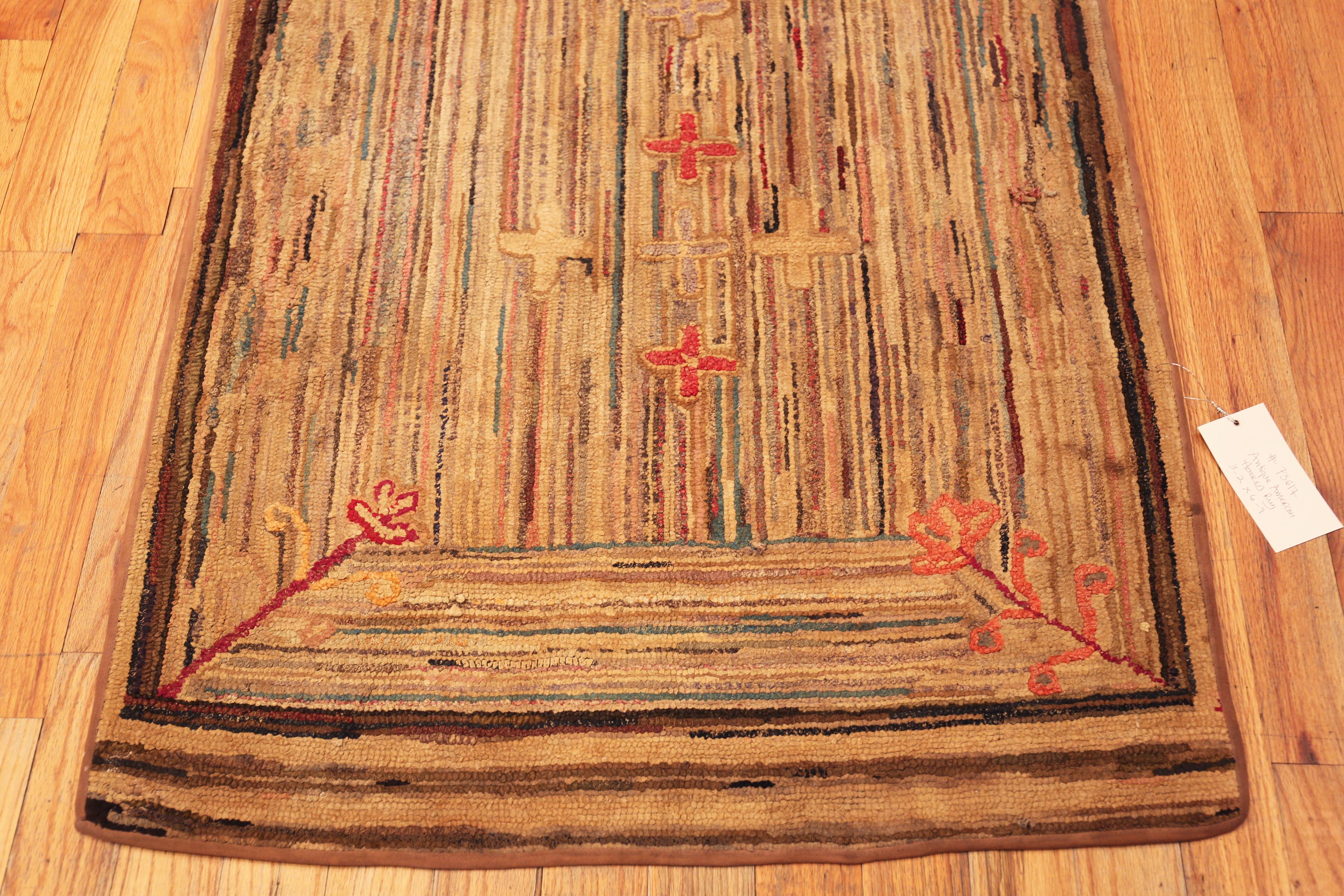 Nazmiyal Collection Antike amerikanische Folklore Teppich 3 ft 2 in x 6 ft 9 in im Angebot 2