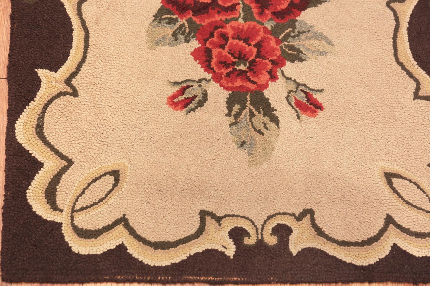 Hand-Knotted Antique American Hooked Rug.  2 ft. 1 in x 2 ft. 10 in For Sale